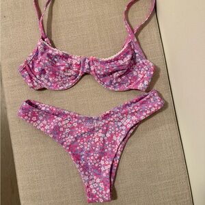 Kulani Kinis Vibrant Pink and Purple Floral Bikini Set